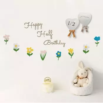 Деревянная половинная буква-баннер на день рождения Цветочное украшение на день рождения С ПОЛОВИНОЙ РОЖДЕНИЯ Фетровая цветочная гирлянда Украшение на день рождения Воздушные шары Простое украшение