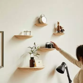 Деревянная полукруглая настенная полка фон настенный подвесной проектор дисплей стенд организация хранения подвеска украшение дома