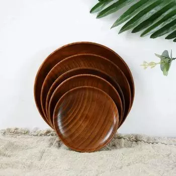 Деревянная портативная круглая кухонная посуда для приправ для соуса, фруктовые блюда, тарелка для соуса, десертное блюдо
