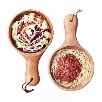 Деревянная посуда в западном стиле, миска для фруктов, пиццы, неокрашенная миска для кимчи, салатница с длинной ручкой, десертная тарелка One Size коричневый