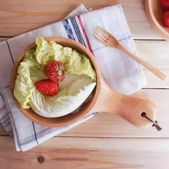 Деревянная посуда в западном стиле, миска для фруктов, пиццы, неокрашенная миска для кимчи, салатница с длинной ручкой, десертная тарелка One Size коричневый