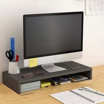 Деревянная приподнятая стойка для компьютера, подставка для монитора с отделением для хранения, простая установка, офисный стол, органайзер для хранения ноутбука Single Layer цвет старого дерева