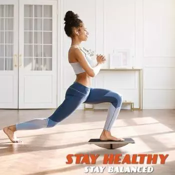 Деревянная прямоугольная доска для йоги, балансировочная доска для взрослых, стабильность баланса, силовые тренировки, физиотерапия, противоскользящий качающийся рокер чёрный