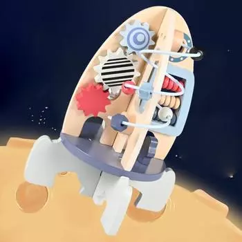 Деревянная ракета-куб, игрушка из бисера, игровой блок, движение, лабиринт, вращающаяся шестерня, развитие мелкой моторики, 3D-космическая ракета, STEM, развивающая игрушка