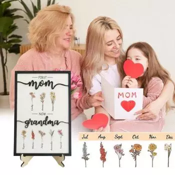 Деревянная рамка для фотографий на День матери, цветок для рождения, украшение рабочего стола, деревенский деревянный знак для стола, украшение для семьи, подарок на день рождения Womens S