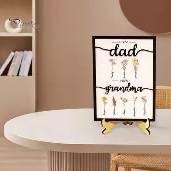 Деревянная рамка для фотографий на День матери, цветок для рождения, украшение рабочего стола, деревенский деревянный знак для стола, украшение для семьи, подарок на день рождения Womens S