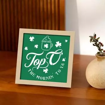 Деревянная рамка настенный знак St. День Святого Патрика Знак Клевера Shamrock Coffee Украшение Знак для Дома Спальня Гостиная Кухня Декор A