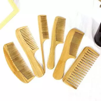 Деревянная расческа Бамбуковая расческа Антистатическая бамбуковая ароматная расческа Бамбуковая строчка Парикмахерская расческа с широкими зубьями 8881