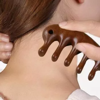 Деревянная расческа для массажа кожи головы с широкими зубцами, натуральный сандал, снятие стресса, подарок для роста волос, вьющиеся волосы A