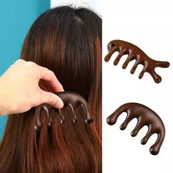 Деревянная расческа для массажа кожи головы с широкими зубцами, натуральный сандал, снятие стресса, подарок для роста волос, вьющиеся волосы A