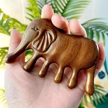 Деревянная расческа для волос с широкими зубьями, антистатическая, в форме слона, с широкими зубьями, деревянная расческа для женщин 1 pc