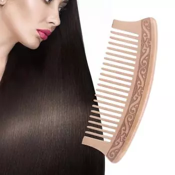 Деревянная расческа с широкими зубцами из натурального персикового дерева, массаж, красота, уход за волосами 1
