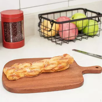 Деревянная разделочная доска 40x19,5 см, универсальная, в деревенском стиле для сервировки хлеба с овощами, с ручкой