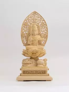 Деревянная резная статуя Будды Манджушри Бодхисаттва Сидящая статуя Кипарис Рожденный в год Кролика Зодиакальный страж Главный образ Зодиак 22,5 см