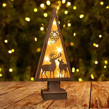 Деревянная рождественская елка, украшение, атмосфера, свет, рождественские настольные украшения, декор для камина Deer