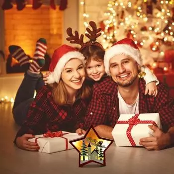 Деревянная рождественская пентаграмма в европейском и американском стиле кантри со светодиодными огнями, украшения для обеденного стола, поделки