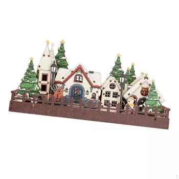 Деревянная рождественская подсветка для дома, украшение для праздничной сцены, декор для дома, светодиодная 3D рождественская деревня