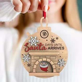 Деревянная рождественская подвеска для камина с обратным отсчетом Санта-Клауса, украшение для рождественского обратного отсчета