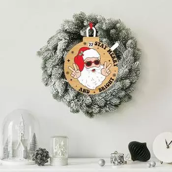 Деревянная рождественская подвеска, круглый адвент-календарь, 25 дней, обратный отсчет до Рождества, подвесное украшение