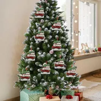 Деревянная рождественская подвеска, рождественское семейное подвесное украшение с рождественской елкой, подвесное украшение для членов семьи для домашнего декора 2pcs