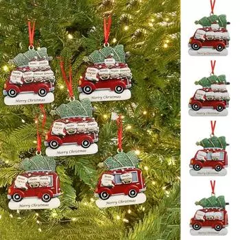 Деревянная рождественская подвеска, рождественское семейное подвесное украшение с рождественской елкой, подвесной элемент для члена семьи 5pcs