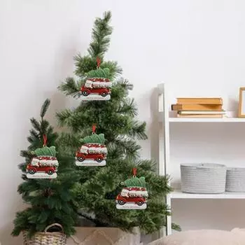 Деревянная рождественская подвеска, рождественское семейное подвесное украшение с рождественской елкой, подвесной элемент для члена семьи 6pcs