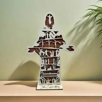 Деревянная рождественская сцена, украшение для деревенского фермерского дома, пасхальная история, настольное украшение для домашнего офиса, винтажная табличка с изображением Иисуса, праздничный подарок A