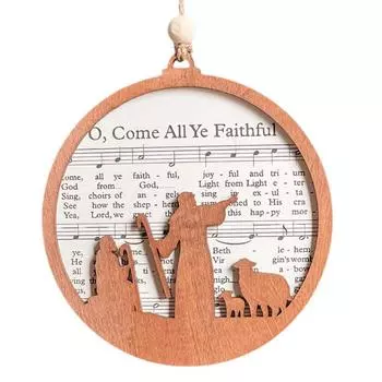 Деревянная рождественская сцена, украшение, ноты, деревянные украшения, переносная рождественская сцена, украшение на елку для каминных полок
