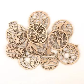 Деревянная рождественская серия шаблонов круглая подвесная подвеска украшение скрапбукинг аксессуар ручной работы украшение для дома 44 мм 10 шт.