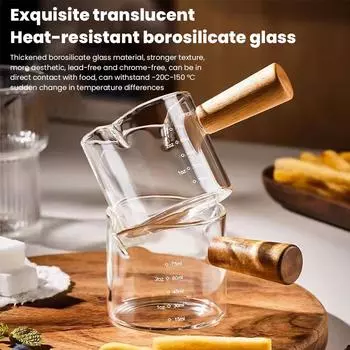 Деревянная ручка для молока, маленькая кофейная чашка для молока, чашка для эспрессо, кофейная утварь, мерный стаканчик с градуировкой, ремешок для чашки для молока