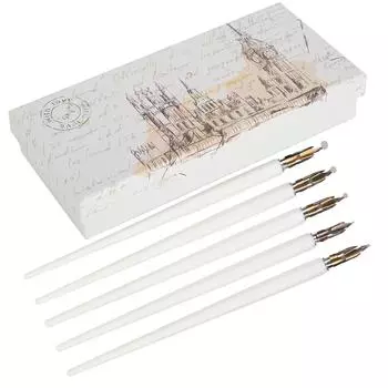 Деревянная ручка перьевая ручка для дома и офиса искусство живопись каллиграфия перьевая ручка набор подарочный белый тонкий длинный белый