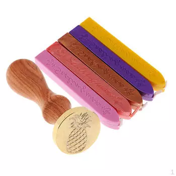 Деревянная ручка с печатью монеты и штемпеля Ананас + 5 карт