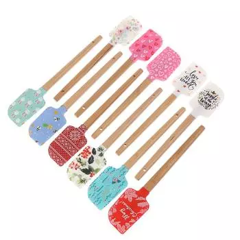 Деревянная ручка, силиконовый шпатель, скребок, разглаживающий, более гладкий инструмент для выпечки торта, крем