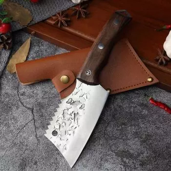 Деревянная ручка универсальный нож шеф-повара нарезка рыбы фрукты стейк нож топор мясо барбекю кухонные ножи ручной ковки нож для обвалки мяса