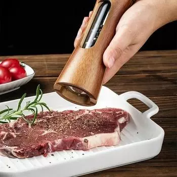 Деревянная ручная мельница для перца с регулируемой грубостью помола, мельница для соли и специй, прочная мельница для соли и перца с керамическими стержнями для помола