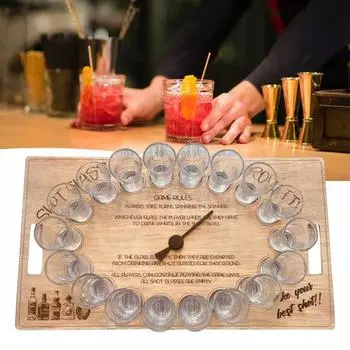 Деревянная S стеклянная рулетка, игра в рулетку для питья, для взрослых, для игры в рулетку «Спин и глоток»