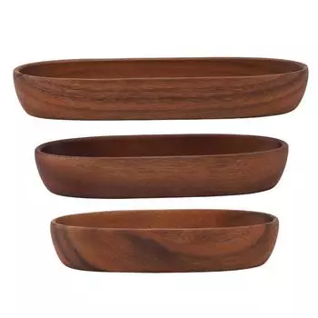 Деревянная салатница, многофункциональная деревянная миска большой емкости в форме лодки для еды, хлеба, фруктов, закусок 25x8.5x4.5cm / 9.8x3.3x1.8in