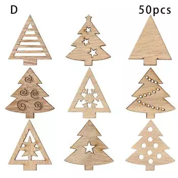 Деревянная щепа Рождественская елка Висячие украшения для рождественской вечеринки Снеговик Снежинка Подарочный декор D