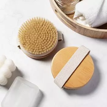 Деревянная щетка для ванны, натуральная деревянная щетка из волокна сизаля, отшелушивающая и улучшающая кровообращение, массажная щетка для тела 1PCS