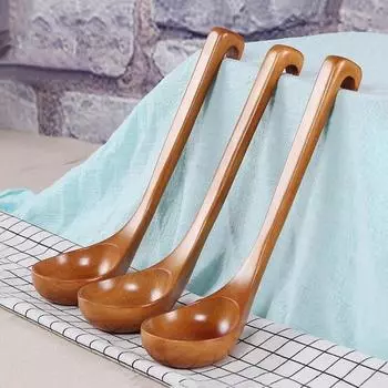 Деревянная сервировочная ложка из натурального дерева, суповая ложка, кухонная утварь, посуда ручной работы для кухни, ресторана, каши