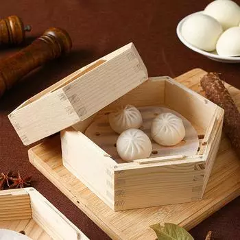 Деревянная шестиугольная пароварка для кантонских димсамов, решетка для приготовления на пару, многоразмерная, термостойкая, бытовая пароварка для выпечки, кухонная утварь, кухонный инструмент