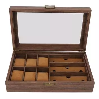 Деревянная шкатулка для часов пылезащитная водонепроницаемая ретро-органайзер для хранения часов с текстурой дерева несколько часов