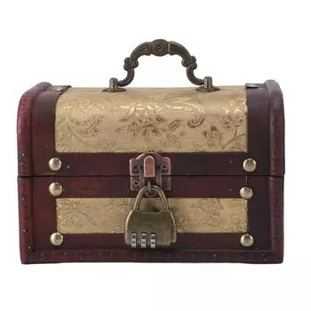 Деревянная шкатулка для драгоценностей в стиле ретро, держатель для безделушек, органайзер для хранения с замком для домашней свадьбы