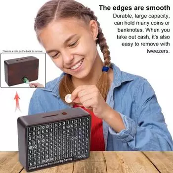 Деревянная шкатулка для сбережений 10000/1000 сбережений, копилка для монет, денежный сейф, банк с целевыми числами для всех возрастов