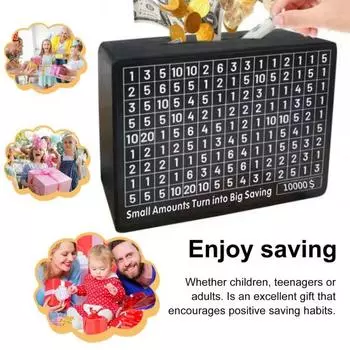 Деревянная шкатулка для сбережений 10000/1000 сбережений, копилка для монет, денежный сейф, банк с целевыми числами для всех возрастов