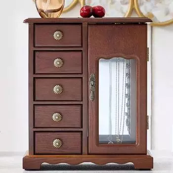 Деревянная шкатулка для украшений Бархатный ящик для колец, ожерелий, сережек, шкатулки для украшений, органайзер для браслетов, подставка для хранения женских аксессуаров синий