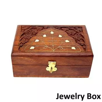 Деревянная шкатулка для украшений ручной работы для женщин, органайзер для украшений из дерева, вырезанная вручную с замысловатой резьбой, подарочные изделия - 6 дюймов (коричневый)