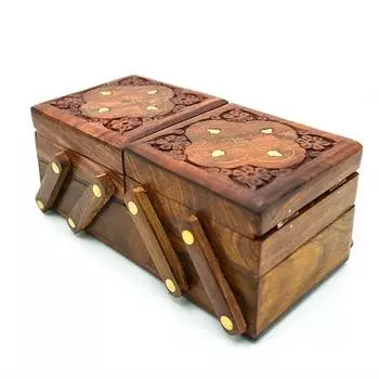 Деревянная шкатулка для украшений ручной работы, восьмиугольная, с инкрустацией в виде слона