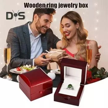 Деревянная шкатулка для украшений с бархатной подкладкой, светодиодная подсветка, компактный портативный чехол для сережек и колец, органайзер для ювелирных изделий B