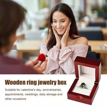 Деревянная шкатулка для украшений Yousheng с бархатной подкладкой, светодиодная подсветка, компактный дизайн, портативный органайзер для сережек и колец B